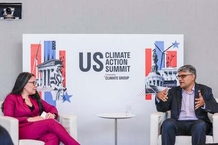 Jigar Shah and Angela Barranco at US Climate Action Summit 2024