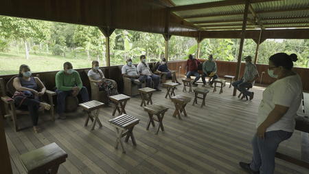 Photo from a farmer field school session as part of the AGRAP project