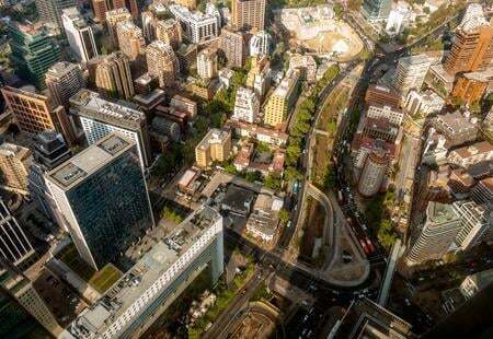 Aerial of the city of Santiago, Chile