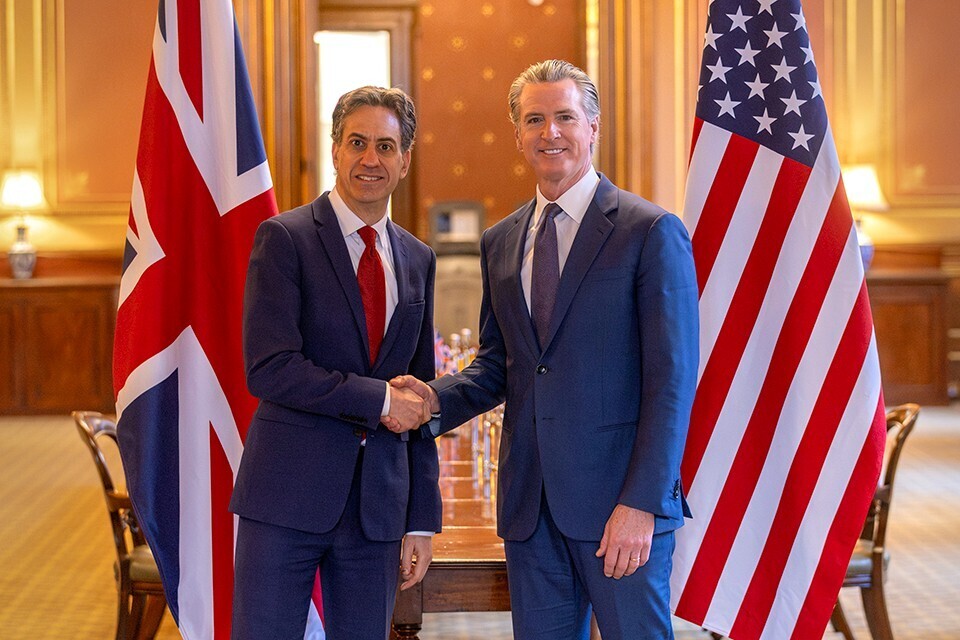 UK Energy Secretary Ed Miliband and California Governor Gavin Newsom deepen climate and clean energy collaboration