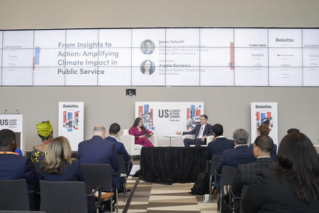 Jason Salzetti on stage with Angela Barranco