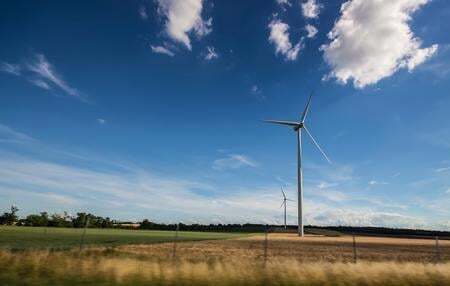 wind turbines in field