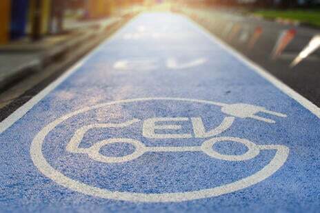 EV sign on street